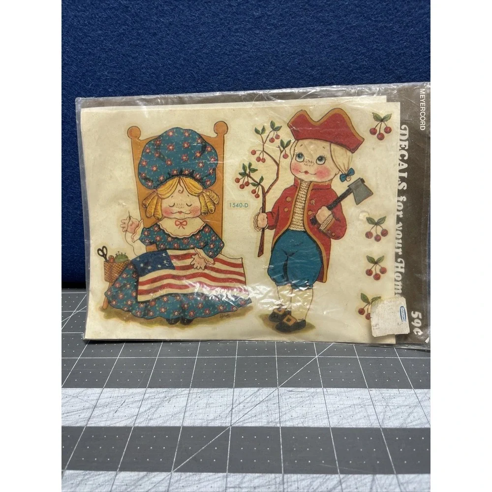 MEYERCORD Patriotic Washington Ross‎ Flag Cherry Transfers #1540-D NOS